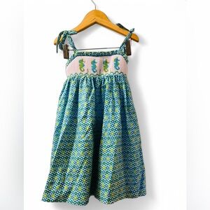 Petite Palace smocked embroidered geometric dress